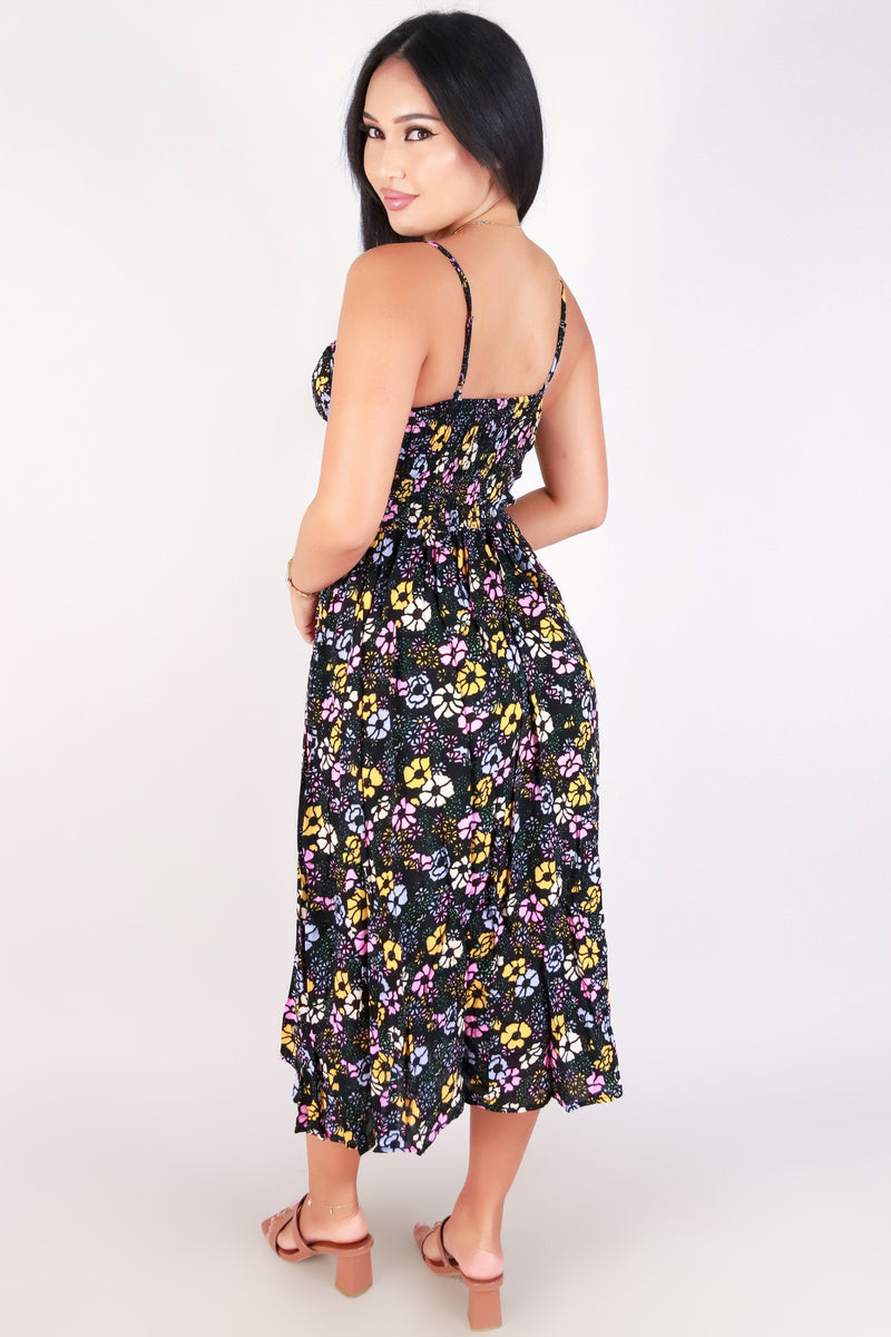 Jeans Warehouse Hawaii - PRINT LONG DRESSES - SMOCKED FLORAL MIDI DRESS | By MILLIBON