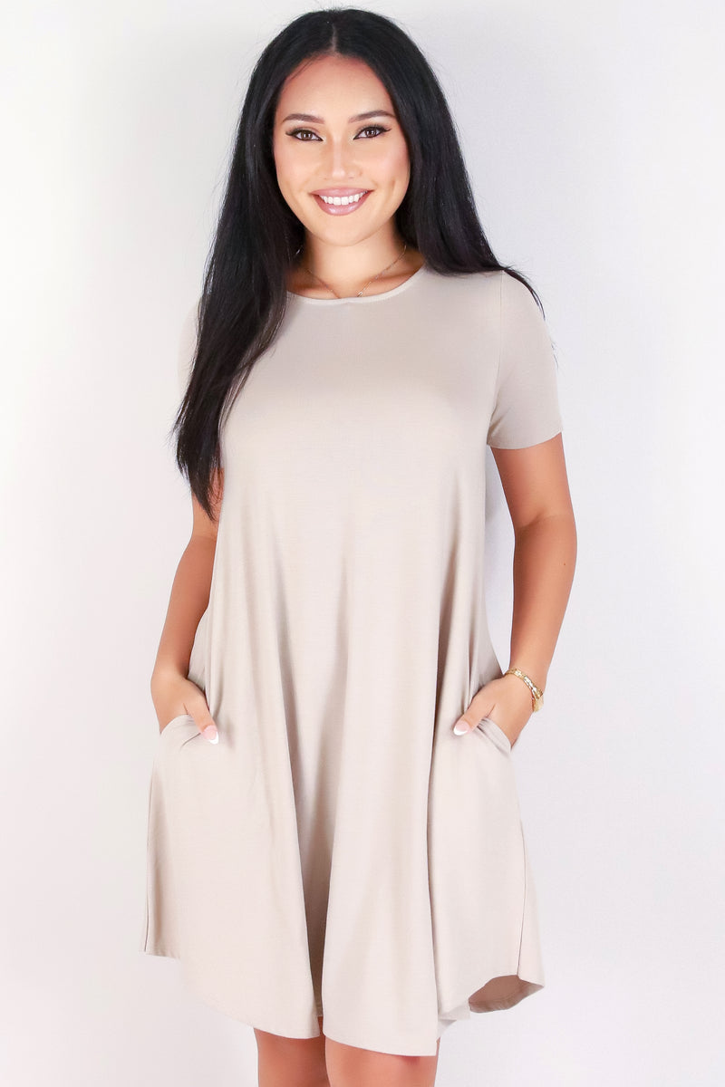 Jeans Warehouse Hawaii - SLEEVE SHORT SOLID DRESSES - TAKE IT BACK DRESS | By ZENANA (KC EXCLUSIVE,INC