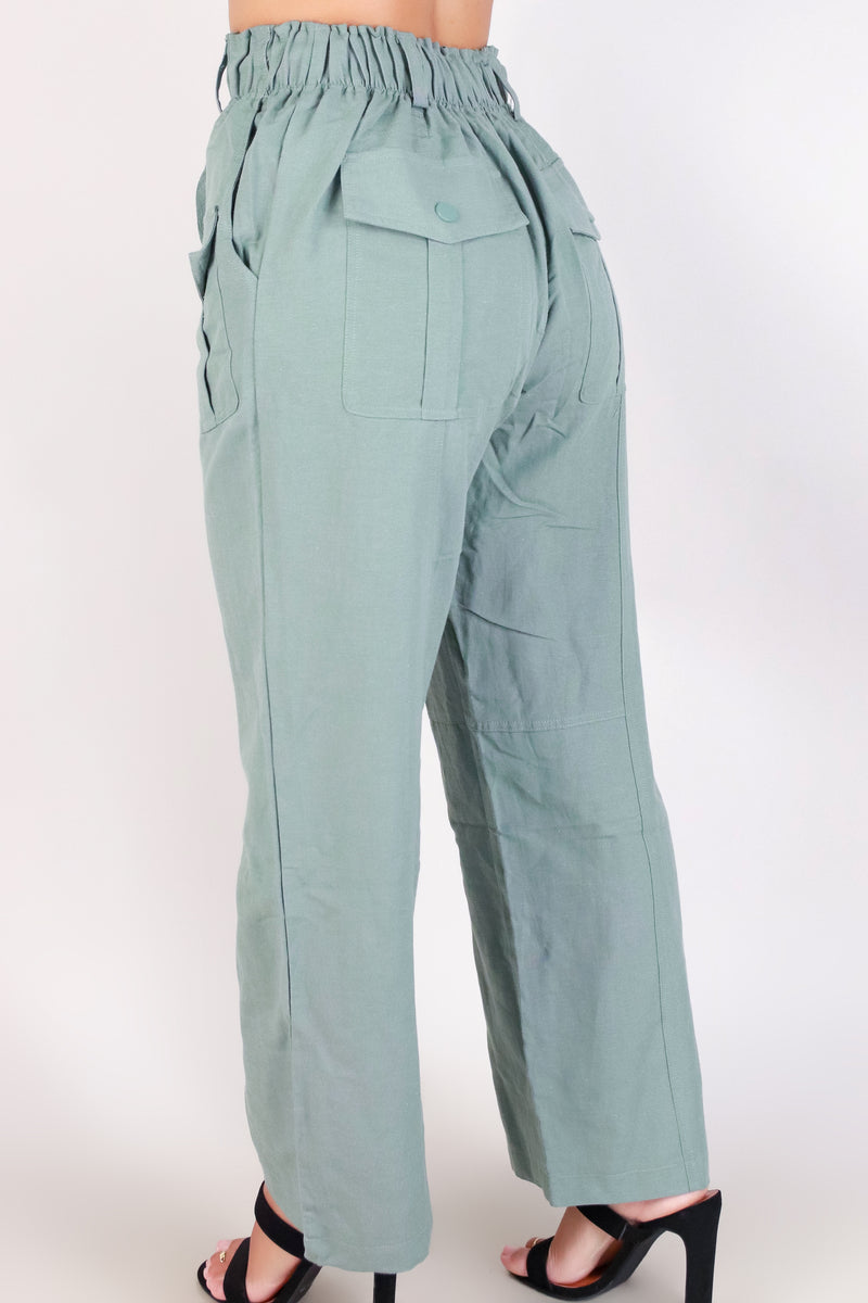 Jeans Warehouse Hawaii - SOLID WOVEN PANTS - TIE WAIST CARGO PANTS | By MILLIBON