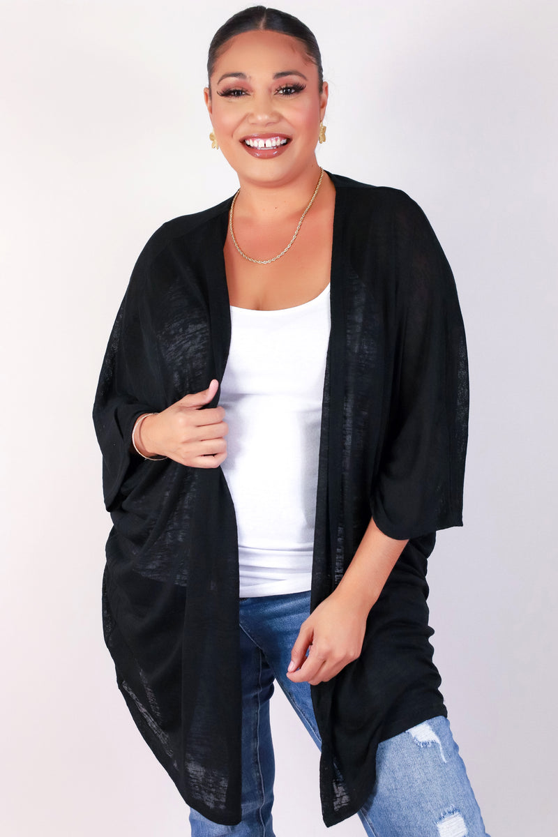 Jeans Warehouse Hawaii - PLUS SOLID SHT SLV CARDIGANS - ABOUT TIME CARDIGAN | By AMBIANCE APPAREL