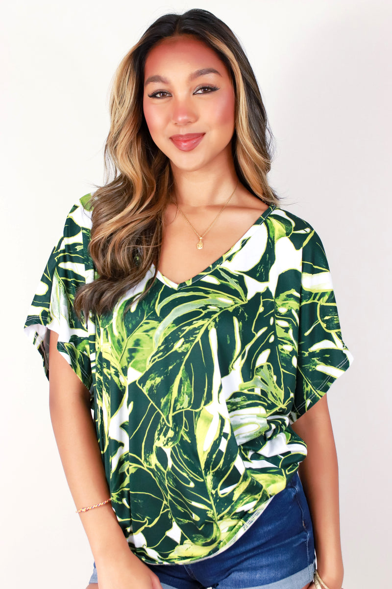 Jeans Warehouse Hawaii - SS PRINT - MONSTERA DOLMAN TOP | By LUZ