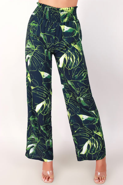 Jeans Warehouse Hawaii - PRINT WOVEN CAPRI'S - MONSTERA SMOCKED WAIST CAPRI PANTS | By LUZ