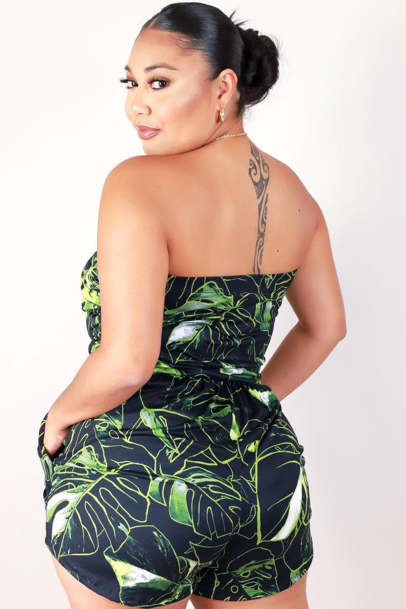 Jeans Warehouse Hawaii - PLUS PRINTED ROMPERS - MONSTERA TUBE ROMPER | By LUZ