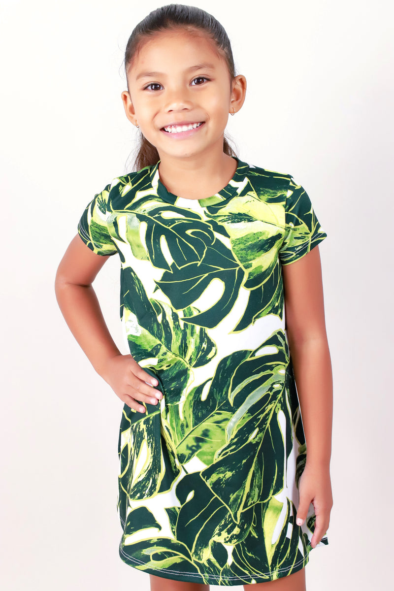 Jeans Warehouse Hawaii - DRESSES 2T-4T - MONSTERA TRAPEZE DRESS | KIDS SIZE 2T-4T | By LUZ