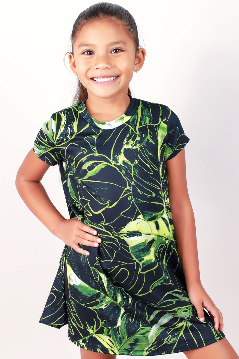 Jeans Warehouse Hawaii - DRESSES 2T-4T - MONSTERA TRAPEZE DRESS | KIDS SIZE 2T-4T | By LUZ