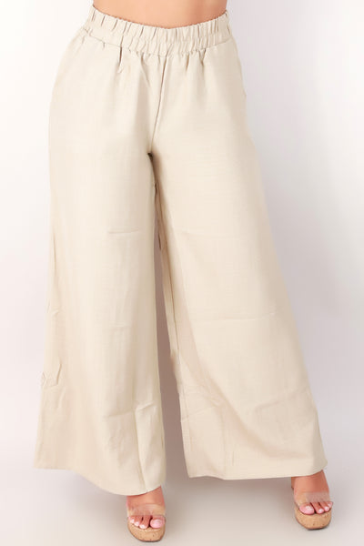 Jeans Warehouse Hawaii - SOLID WOVEN PANTS - PULL ON WIDE LEG PANTS | By OLIVE & CO