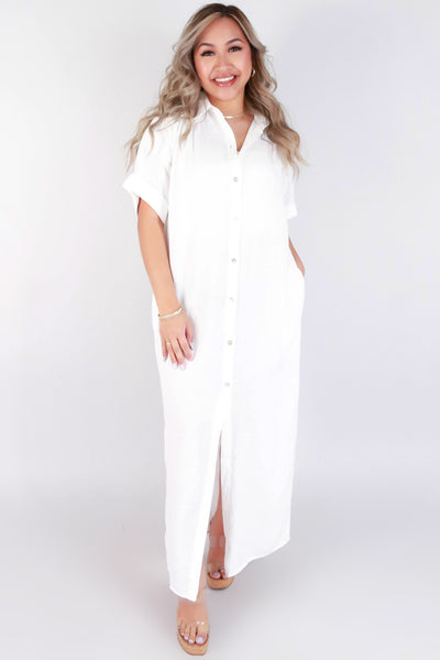 Jeans Warehouse Hawaii - SOLID LONG DRESSES - BUTTON DOWN TSHIRT MAXI DRESS | By COZY CASUAL