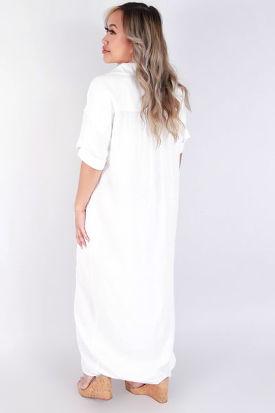 Jeans Warehouse Hawaii - SOLID LONG DRESSES - BUTTON DOWN TSHIRT MAXI DRESS | By COZY CASUAL