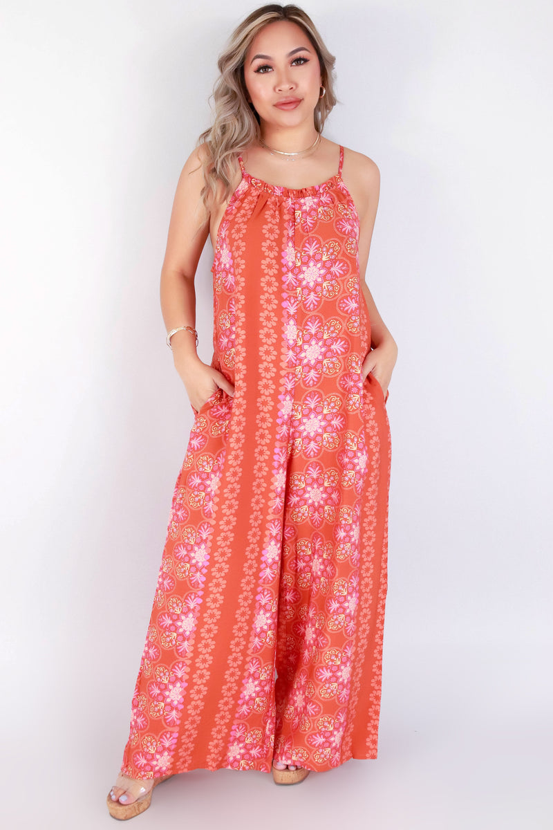 Jeans Warehouse Hawaii - PRINT JUMPERS - FLORAL NO WAIST JUMPSUIT | By VERY J