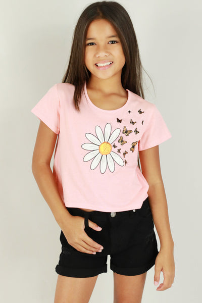 Jeans Warehouse Hawaii - S/S PRINT TOPS 4-6X - FLOWER BUTTERFLY TOP | KIDS SIZE 4-6X | By PENGUIN KIDS WEAR INC