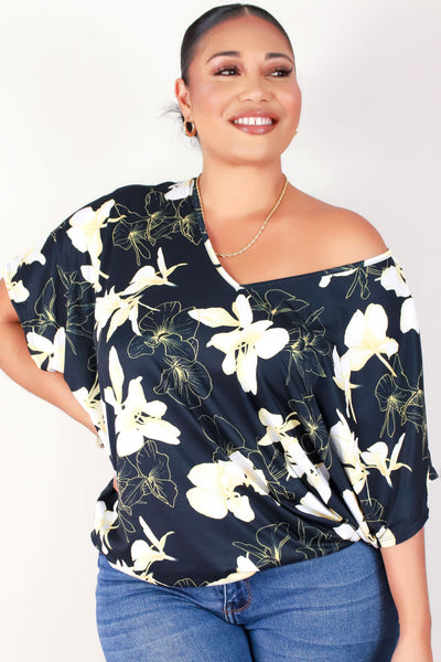 Jeans Warehouse Hawaii - PLUS PRINTED S/S - GINGER LILY DOLMAN TOP | By LUZ