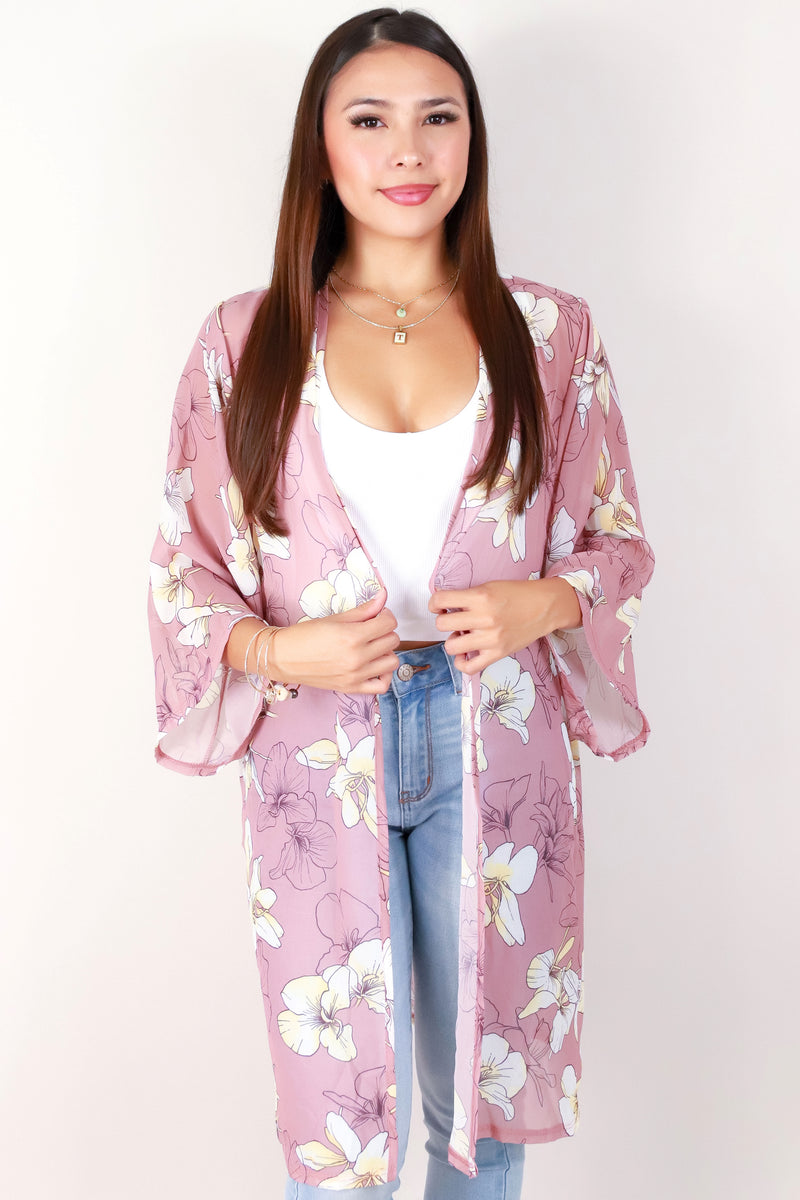 Jeans Warehouse Hawaii - S/S PRINT WOVEN DRESSY TOPS - GINGER LILY CARDIGAN | By LUZ