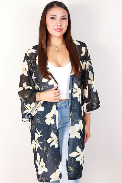 Jeans Warehouse Hawaii - S/S PRINT WOVEN DRESSY TOPS - GINGER LILY CARDIGAN | By LUZ