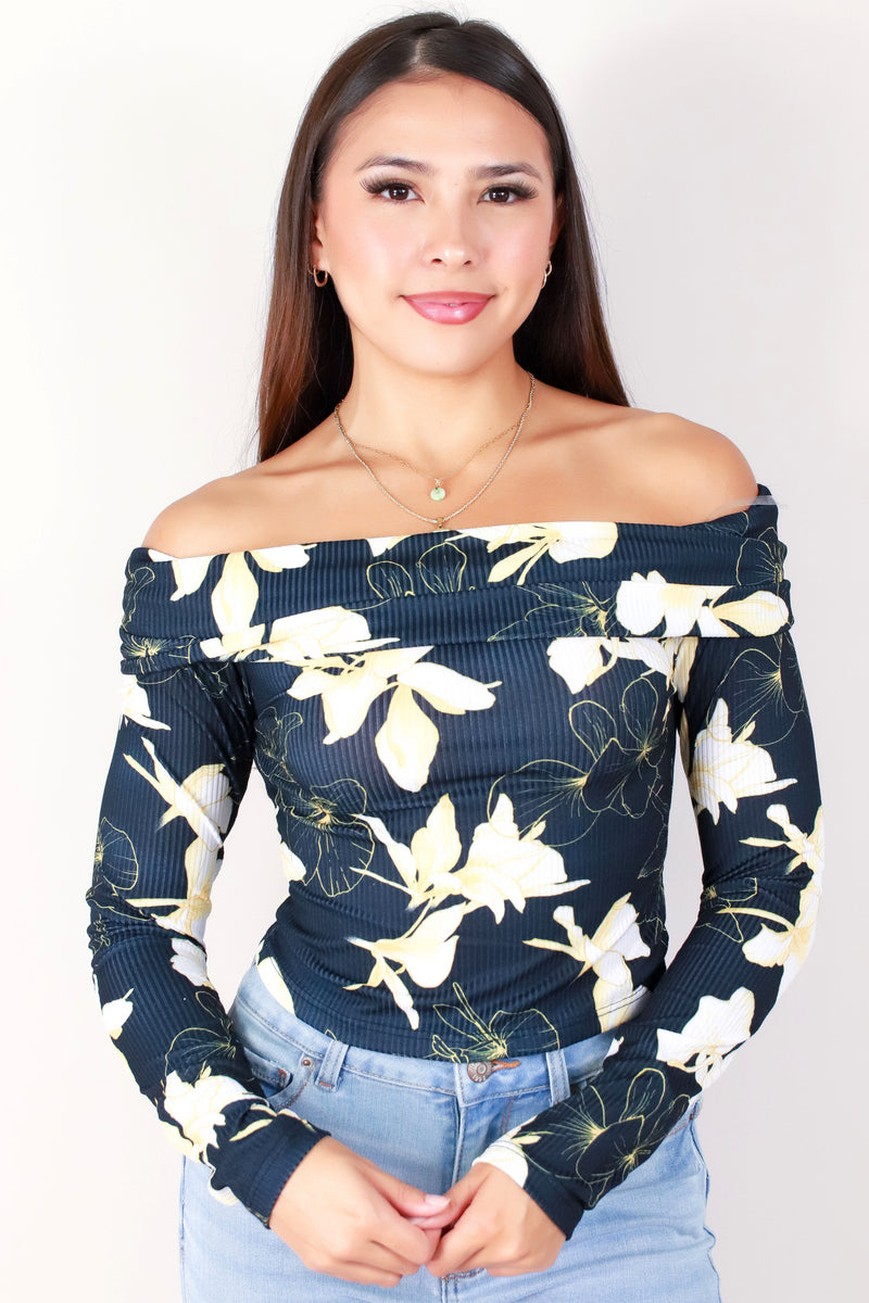 Jeans Warehouse Hawaii - LS PRINT - GINGER LILY FOLD OVER TOP | By LUZ