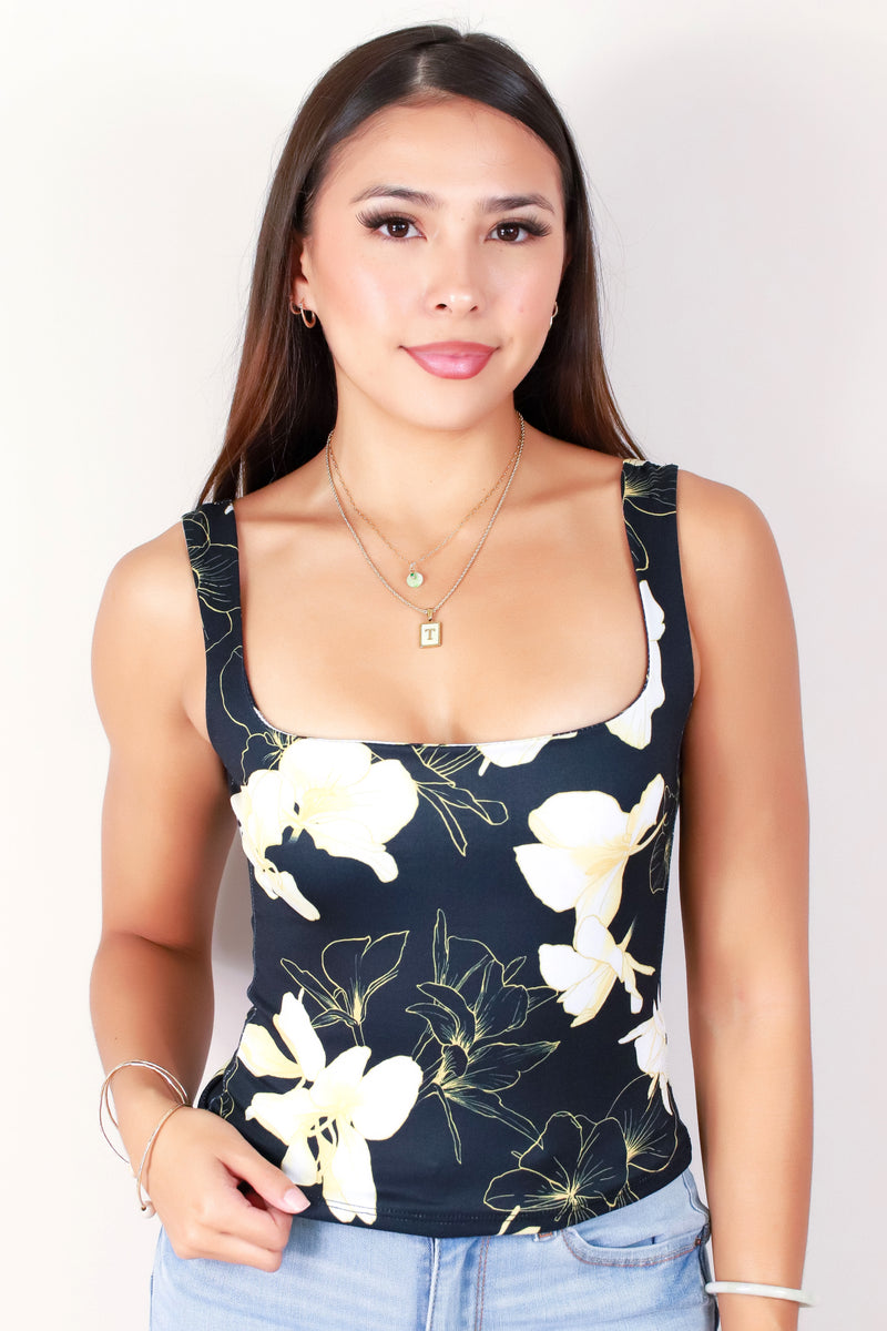 Jeans Warehouse Hawaii - SL PRINT - GINGER LILY SQUARE NECK TANK TOP | By LUZ