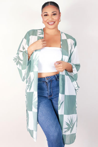 Jeans Warehouse Hawaii - PLUS S/S PRINT WOVEN TOPS - BIRD OF PARADISE CARDIGAN | By LUZ