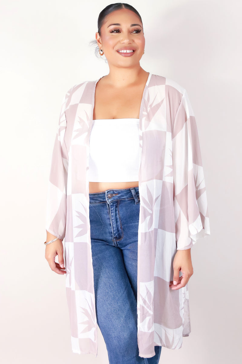 Jeans Warehouse Hawaii - PLUS S/S PRINT WOVEN TOPS - BIRD OF PARADISE CARDIGAN | By LUZ