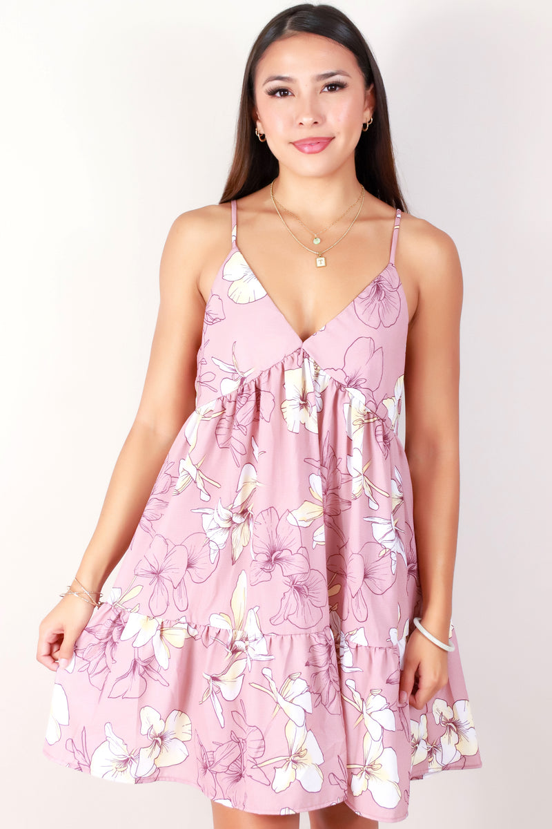 Jeans Warehouse Hawaii - S/L SHORT PRINT DRESSES - GINGER LILY BABYDOLL DRESS | By LUZ