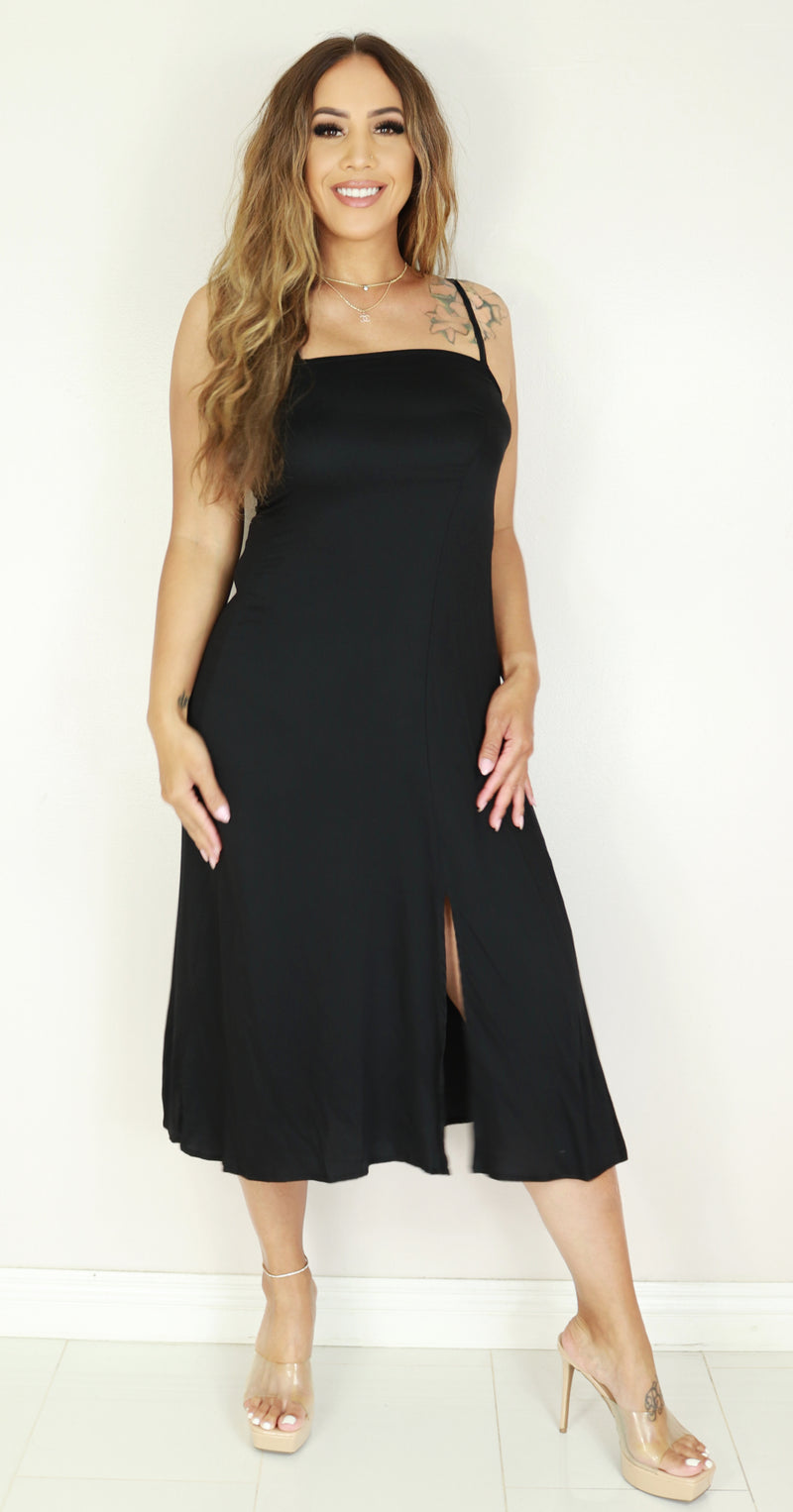 Jeans Warehouse Hawaii - SOLID LONG DRESSES - SQUARE NECK MIDI DRESS | By FINAL TOUCH