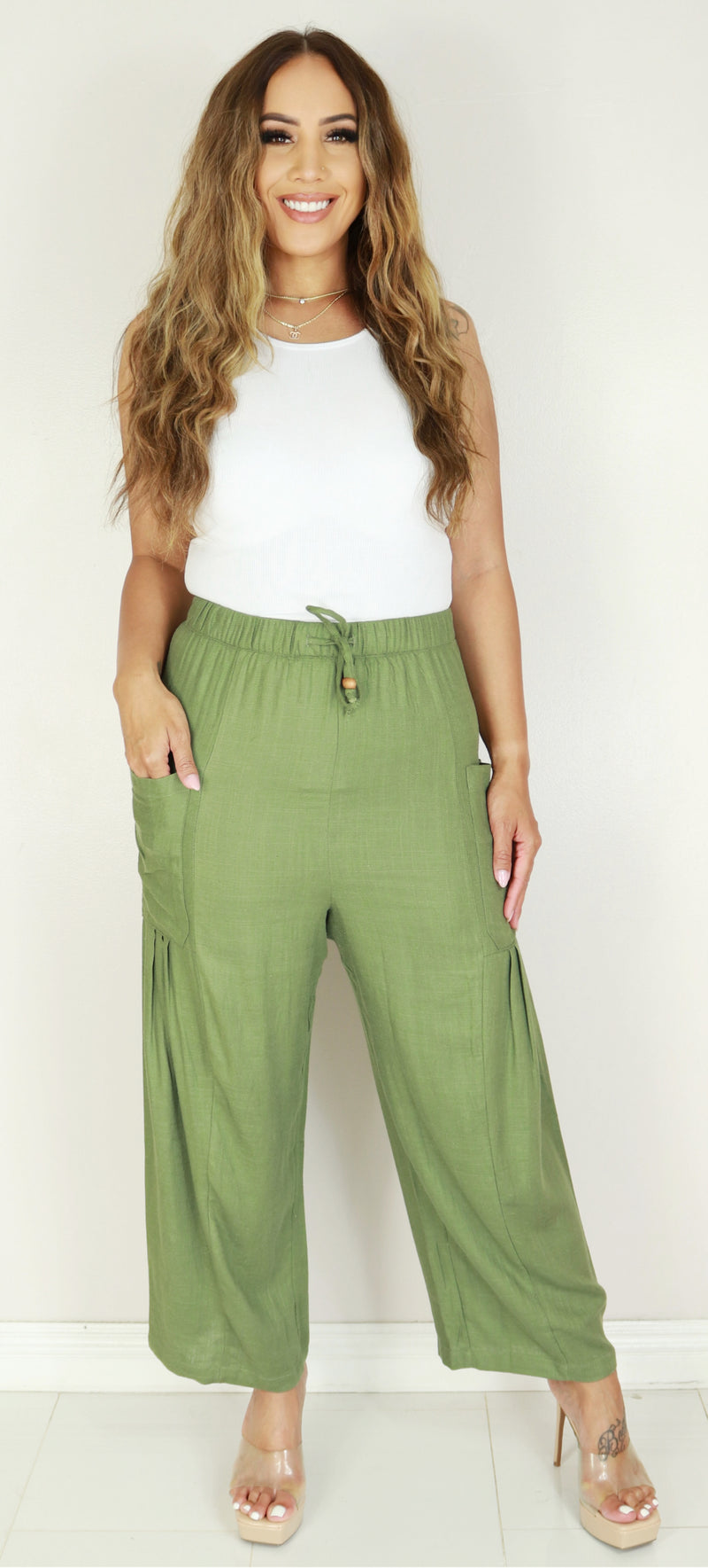 Jeans Warehouse Hawaii - SOLID WOVEN PANTS - BALLOON POCKET WIDE LEG PANTS | By VERY J