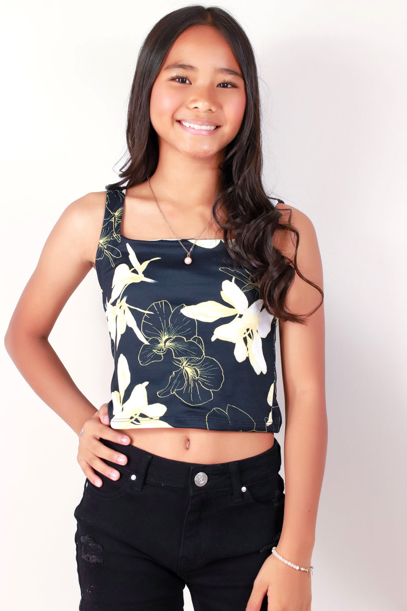 Jeans Warehouse Hawaii - S/L PRINT TOP 7-16 - GINGER LILY SQUARE NECK TANK TOP | KIDS SIZE 7-16 | By LUZ