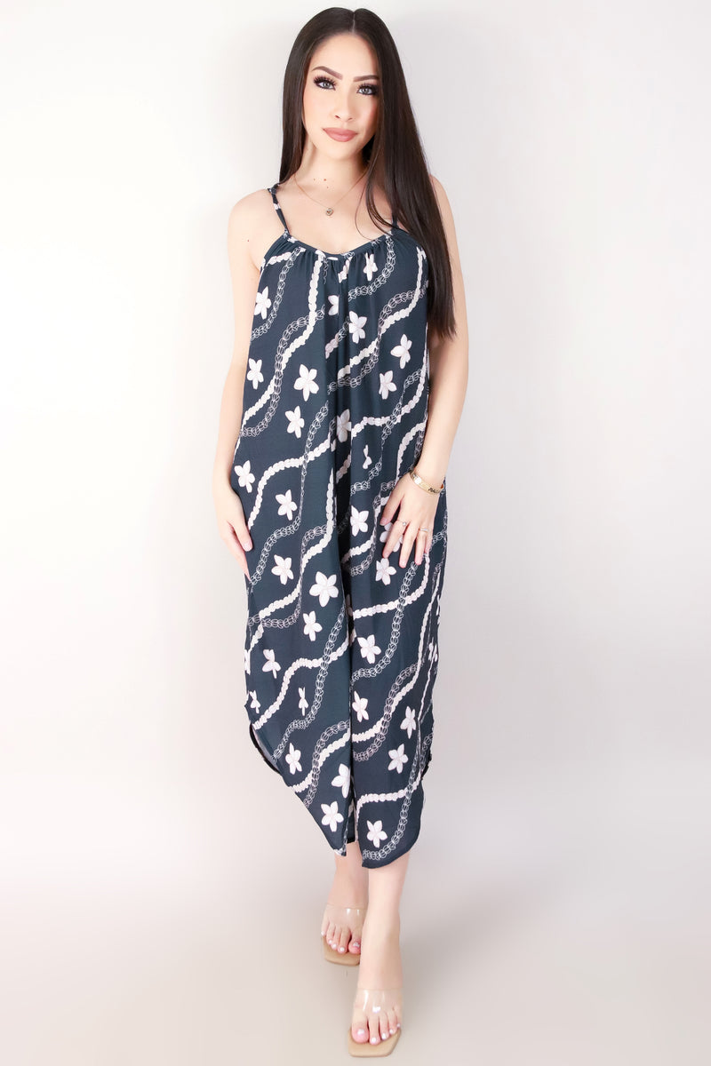 Jeans Warehouse Hawaii - PRINT CASUAL JUMPSUITS - PIKAKE PLUMERIA NO WAIST JUMPSUIT | By LUZ