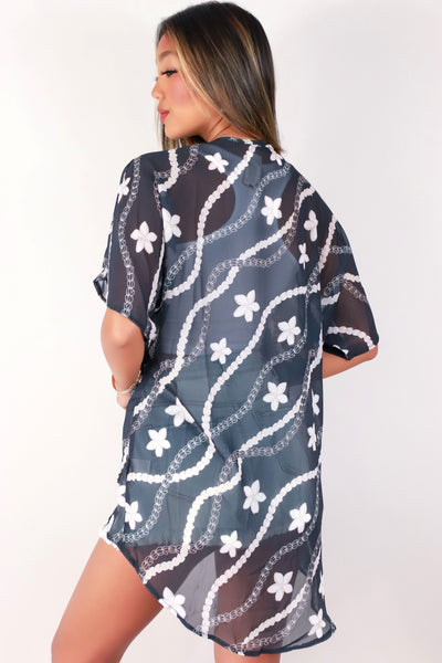 Jeans Warehouse Hawaii - S/S PRINT WOVEN DRESSY TOPS - PIKAKE PLUMERIA CARDIGAN | By LUZ