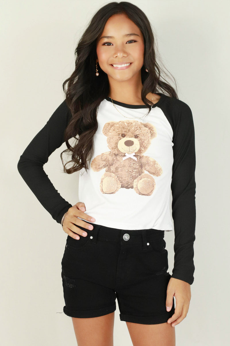 Jeans Warehouse Hawaii - L/S PRINT TOPS 7-16 - BEAR HUG TOP | KIDS SIZE 7-16 | By IKEDDI IMPORTS