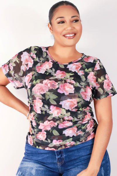 Jeans Warehouse Hawaii - PLUS PRINTED S/S - BED OF ROSES TOP | By ZENOBIA