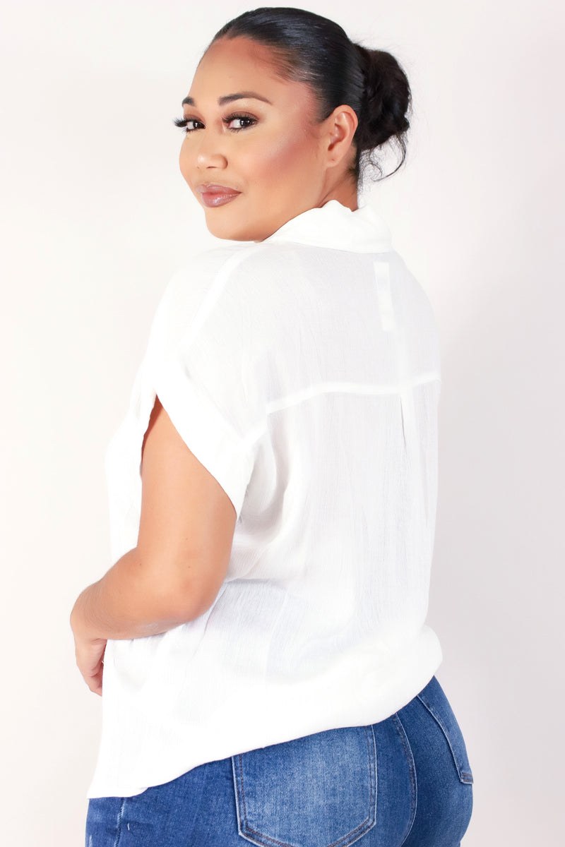 Jeans Warehouse Hawaii - PLUS S/S SOLID WOVEN TOPS - NEVER LIED TOP | By ZENOBIA