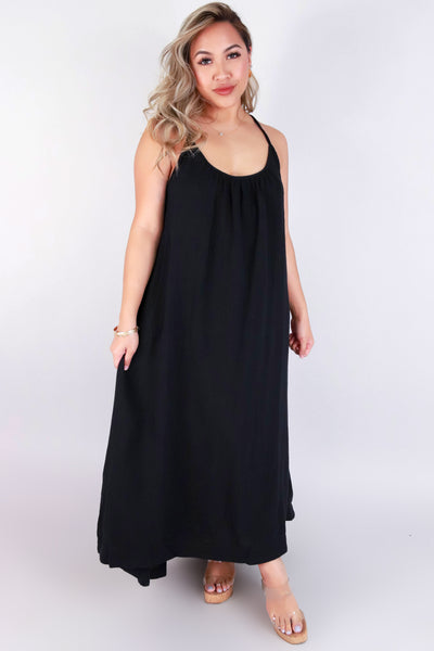 Jeans Warehouse Hawaii - SOLID LONG DRESSES - CROSS BACK COTTON MAXI DRESS | By ULTIMATE OFFPRICE