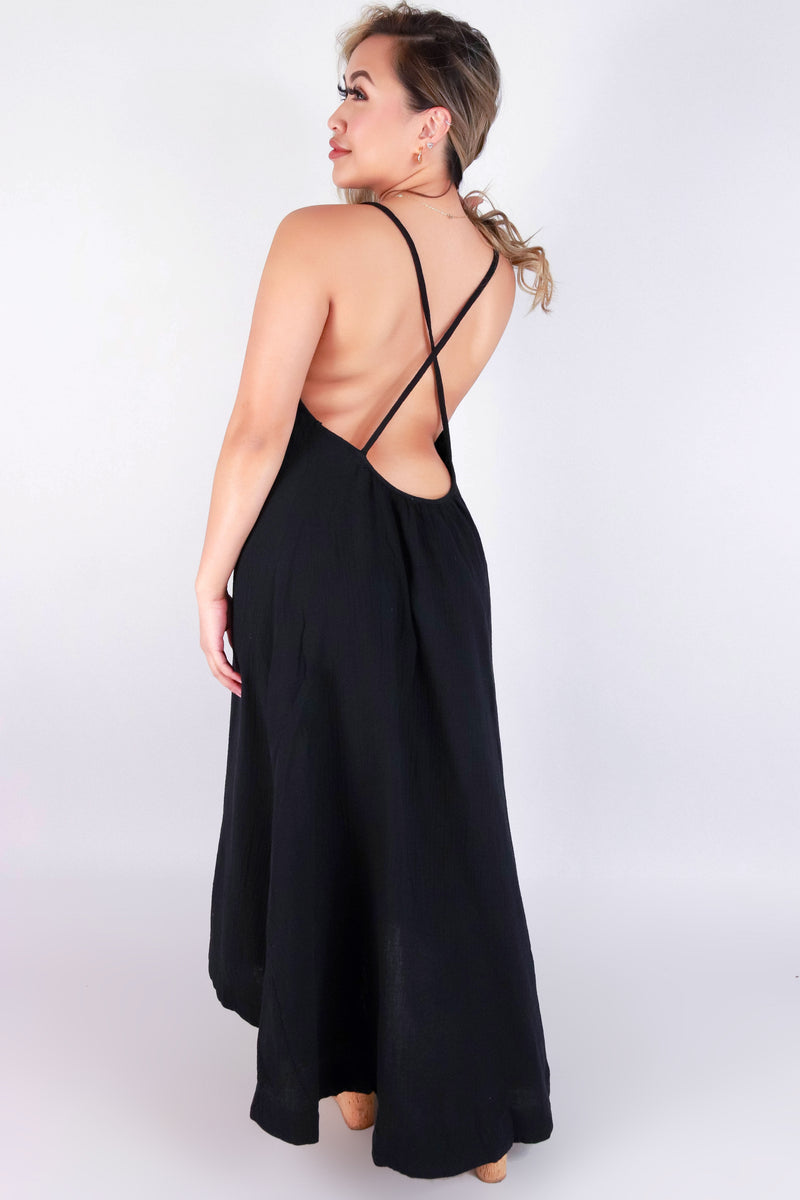 Jeans Warehouse Hawaii - SOLID LONG DRESSES - CROSS BACK COTTON MAXI DRESS | By ULTIMATE OFFPRICE