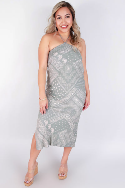 Jeans Warehouse Hawaii - PRINT LONG DRESSES - HANKER PRINT HALTER DRESS | By ULTIMATE OFFPRICE