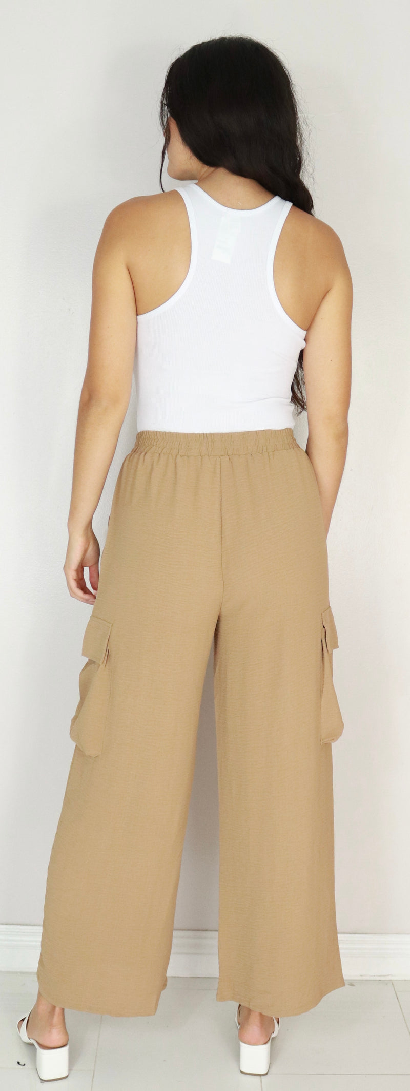 Jeans Warehouse Hawaii - SOLID WOVEN PANTS - WIDE LEG CARGO PANTS | By MILLIBON