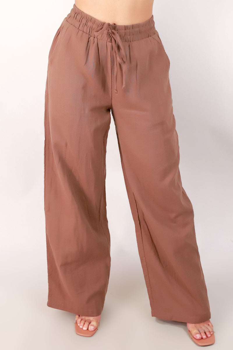 Jeans Warehouse Hawaii - SOLID WOVEN PANTS - NEVER TOO LATE PANTS | By AMBIANCE APPAREL