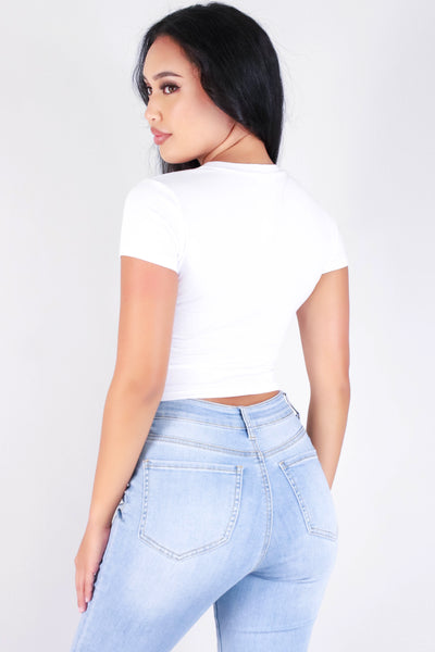 Jeans Warehouse Hawaii - S/S SOLID BASIC - TELL YOU LATER CROP TOP | By POPULAR 21