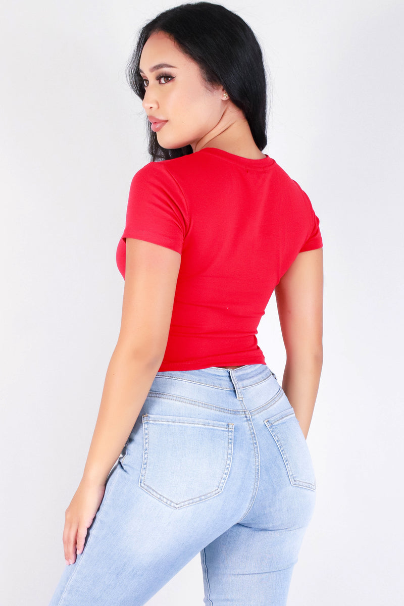 Jeans Warehouse Hawaii - S/S SOLID BASIC - TELL YOU LATER CROP TOP | By POPULAR 21