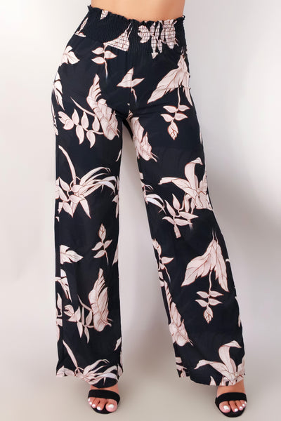 Jeans Warehouse Hawaii - PRINT WOVEN PANTS - TROPICAL HELICONIA SMOCKED WAIST PANTS | By LUZ