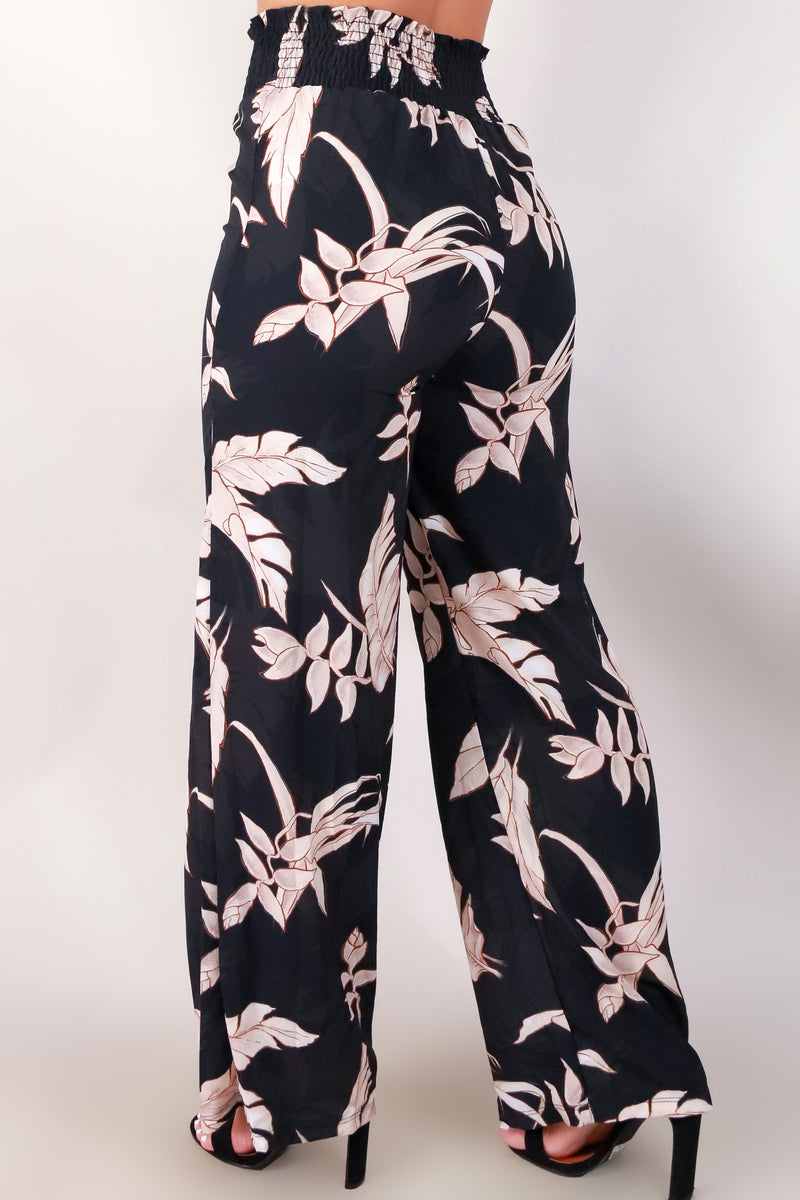 Jeans Warehouse Hawaii - PRINT WOVEN PANTS - TROPICAL HELICONIA SMOCKED WAIST PANTS | By LUZ