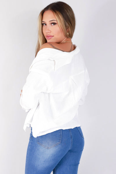 Jeans Warehouse Hawaii - L/S SOLID WOVEN CASUAL TOPS - PLEASE EXCUSE ME TOP | By I JOAH