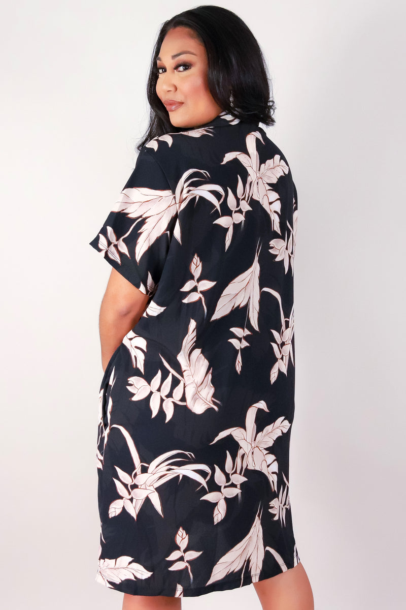 Jeans Warehouse Hawaii - PLUS PLUS WOVEN PRINT DRESSES - TROPICAL HELICONIA BUTTON DOWN DRESS | By LUZ