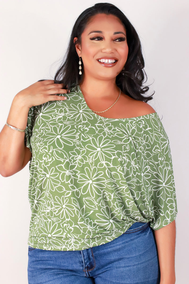 Jeans Warehouse Hawaii - PLUS PRINTED S/S - BEAUTIFUL BLOOM DOLMAN TOP | By ZENOBIA