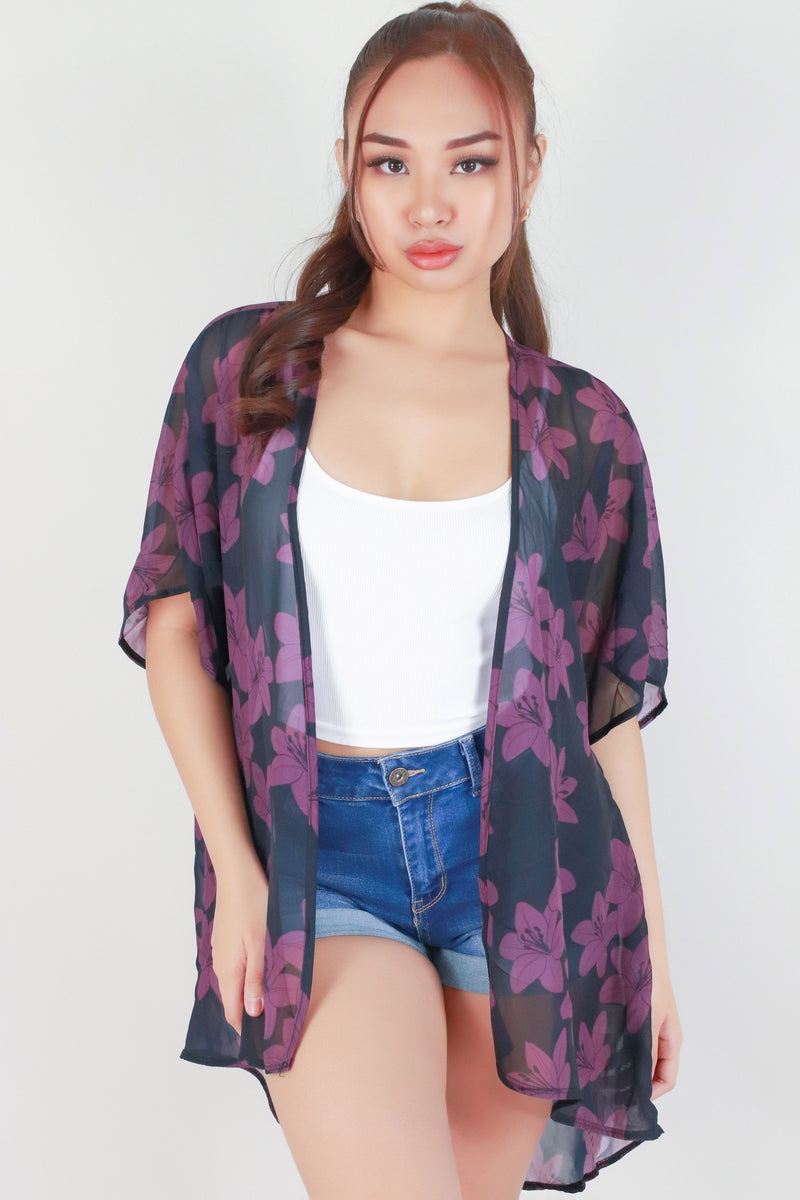 Jeans Warehouse Hawaii - S/S PRINT WOVEN DRESSY TOPS - LILY CHIFFON CARDIGAN | By LUZ