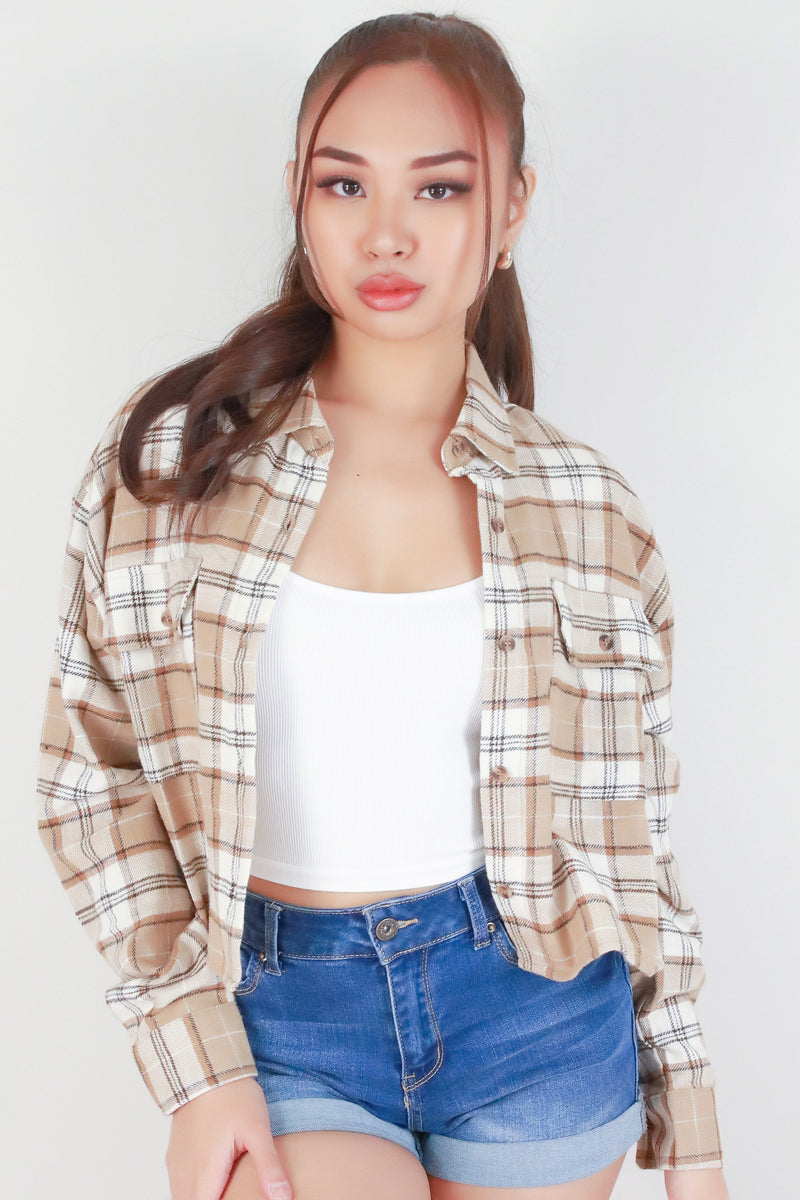 Jeans Warehouse Hawaii - L/S PRINT WOVEN CASUAL TOPS - LISTEN TO ME PLAID TOP | By STYLE MELODY