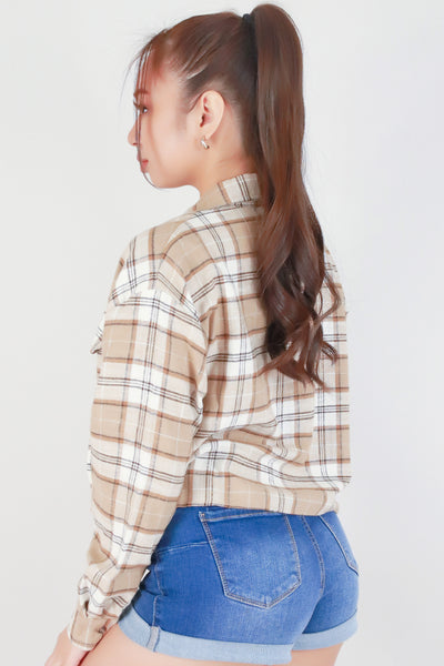 Jeans Warehouse Hawaii - L/S PRINT WOVEN CASUAL TOPS - LISTEN TO ME PLAID TOP | By STYLE MELODY