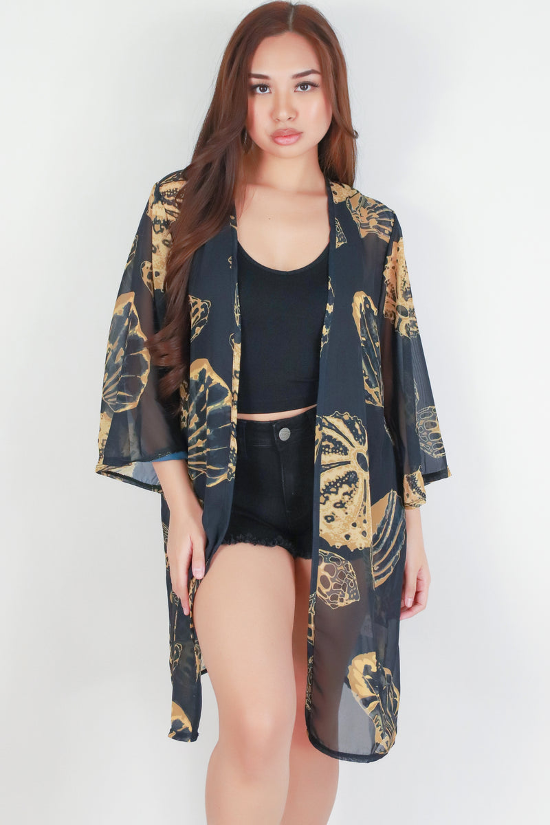 Jeans Warehouse Hawaii - S/S PRINT WOVEN DRESSY TOPS - SHELL CHIFFON CARDIGAN | By LUZ