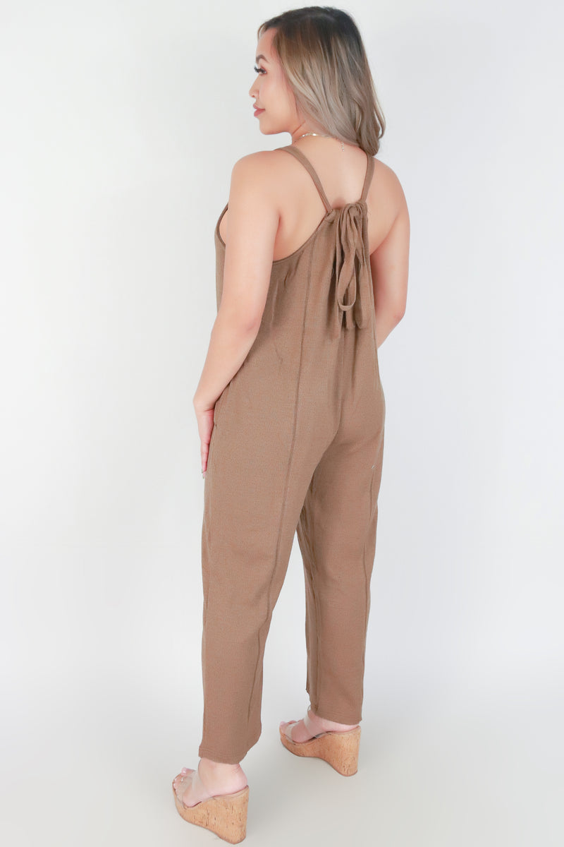 Jeans Warehouse Hawaii - SOLID JUMPERS - NO WAIST TIE BACK JUMPSUIT | By MUSTARD SEED