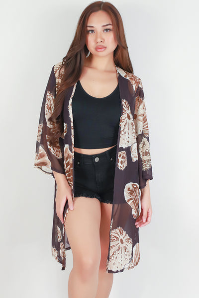 Jeans Warehouse Hawaii - S/S PRINT WOVEN DRESSY TOPS - SHELL CHIFFON CARDIGAN | By LUZ