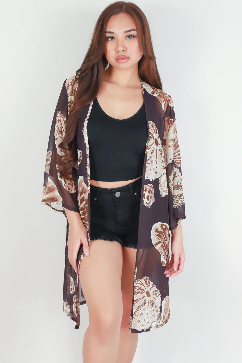 Jeans Warehouse Hawaii - S/S PRINT WOVEN DRESSY TOPS - SHELL CHIFFON CARDIGAN | By LUZ