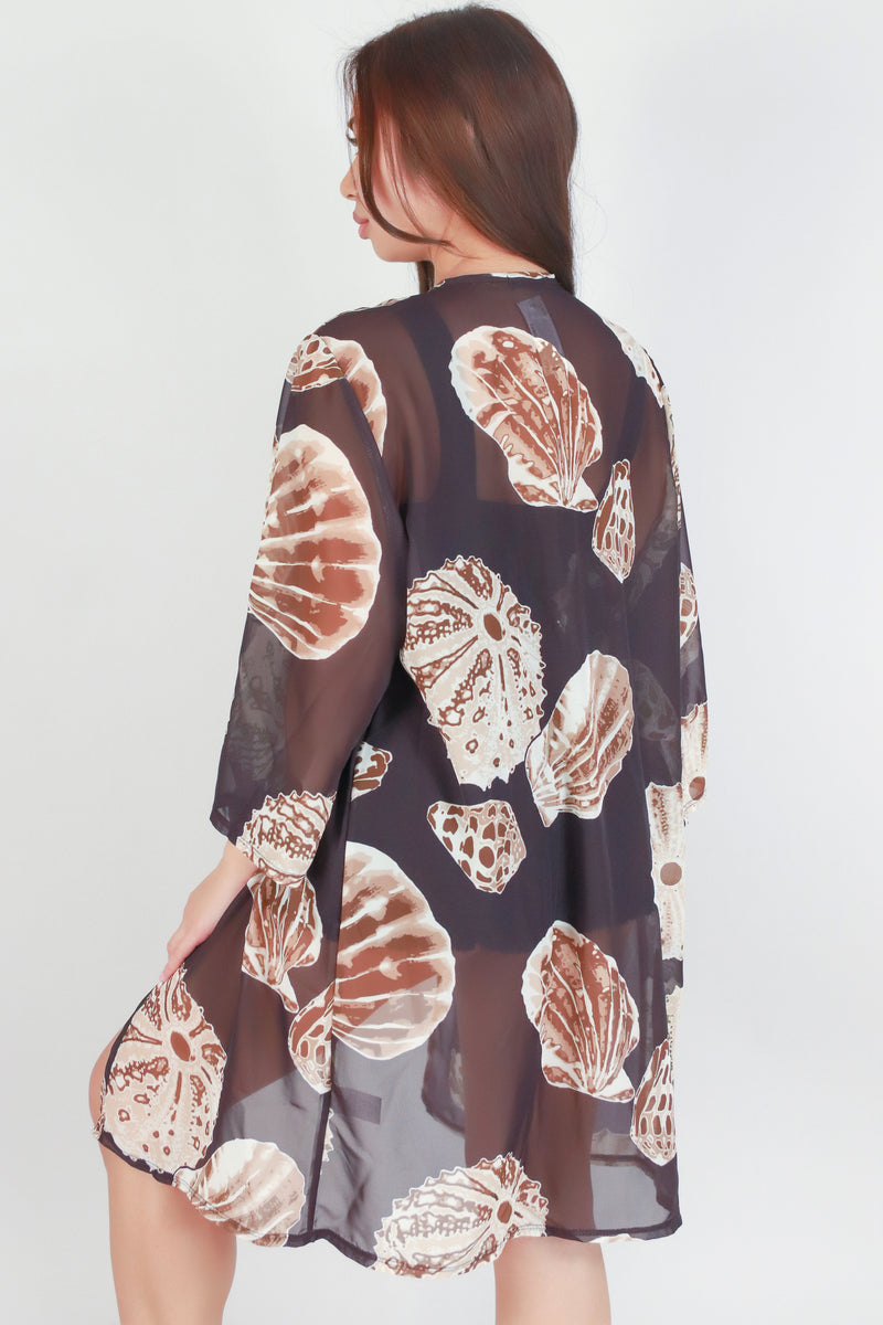 Jeans Warehouse Hawaii - S/S PRINT WOVEN DRESSY TOPS - SHELL CHIFFON CARDIGAN | By LUZ